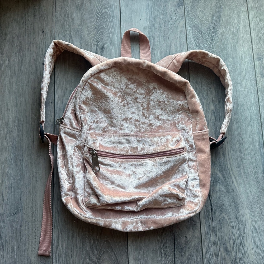 Velvet pink backpack velour